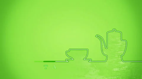 Tea cup with teapot flat shape animation on green Stock Footage 63318941