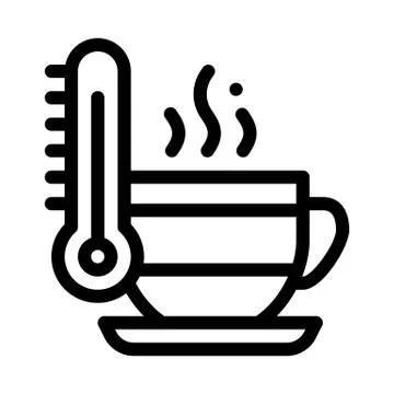 Tea cup temperature icon vector outline illustration 库存插图