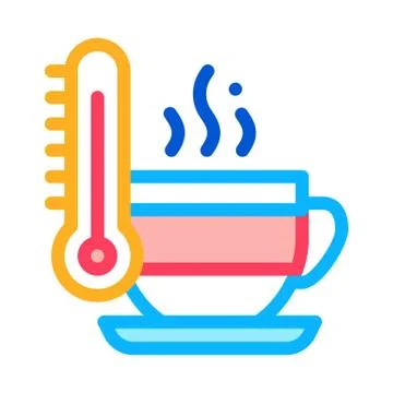 Tea cup temperature icon vector outline illustration Stockillustratie