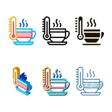 Tea cup temperature icon vector multipack outline Illustrazione stock