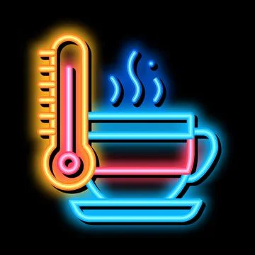 Tea cup temperature neon glow icon illustration 스톡 일러스트