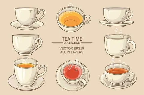 Tea cups set Stockillustratie