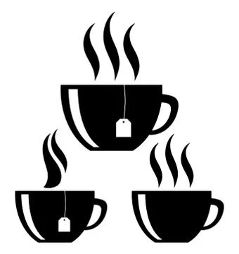 Tea cups. Silhouette. Isolated Illustrazione stock