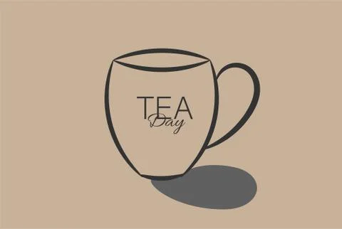 Tea day concept by simple single line work Illustrazione stock