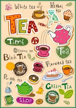 Tea design elements Stock Illustration