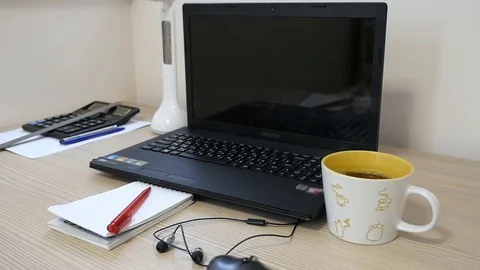 Tea is on the desktop. Office. Stock Footage 73063590