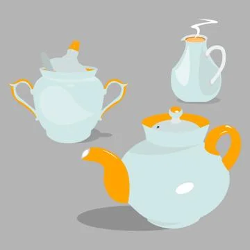 Tea dishes set Stock Illustration