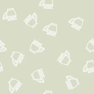 Tea drink cup line vector seamless pattern Stock Illustration