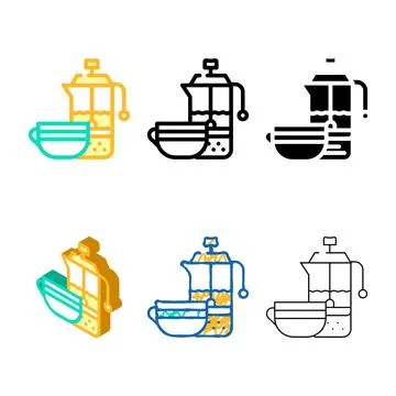 Tea drink teapot color multistyle icon vector Stock Illustration