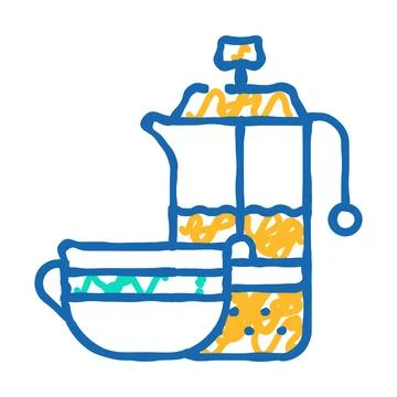 Tea drink teapot icon doodle illustration イラスト素材