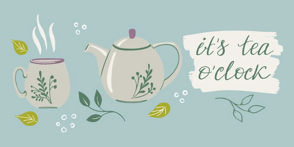 Tea drinking illustration Illustrazione stock