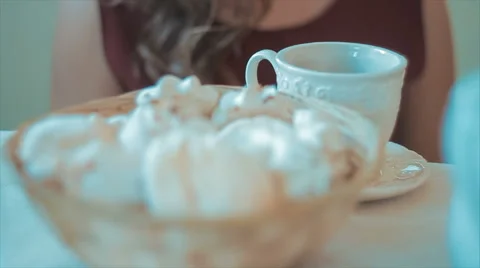 Tea Drinking With Zephyr in Room Slow Motion Stock Footage 68689936