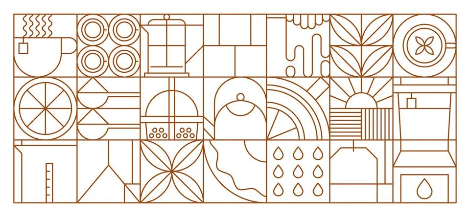 Tea drinks abstract geometric pattern background Stock Illustration