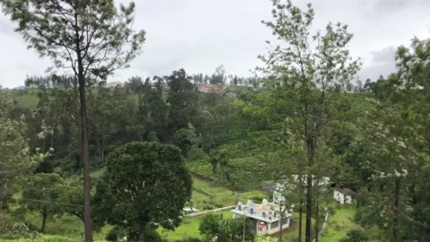 Tea Estates, Temple, all in Indian Village Stock Footage 130541849