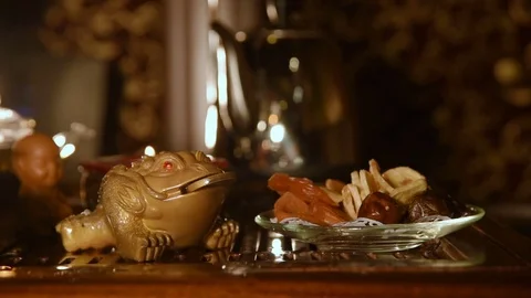 Tea figurine money toad Stock Footage 74449869