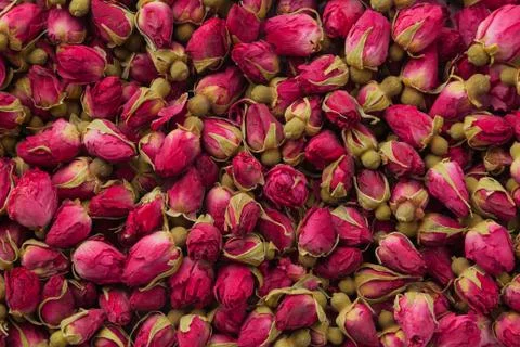 Tea flower texture. Rose tea. Organic dried flower tea leaves. Stock Photos