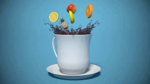 Tea with fruit. 3d illustration Stock Footage 71750914