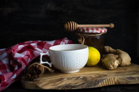 Tea with ginger and lemon Stock Photos