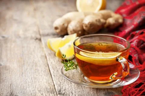 Tea with ginger, lemon Stock Photos
