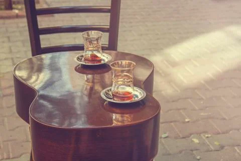 Tea glasses on a table Foto stock