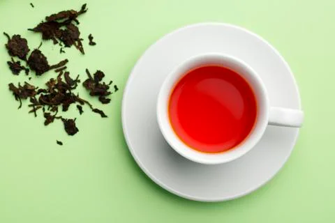 Tea with green  background Stock Photos
