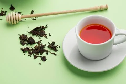 Tea with green  background Stock Photos
