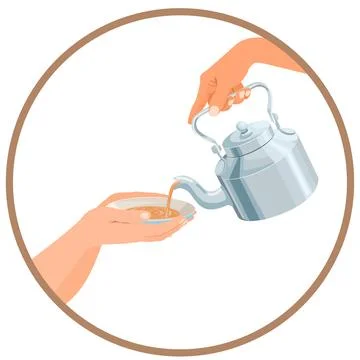 Tea. Hand holding silver Kettle Stock Illustration