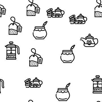 Tea Healthy Drink Vector Seamless Pattern イラスト素材