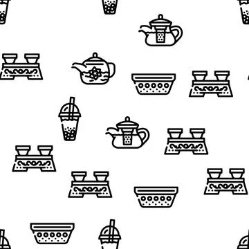 Tea Healthy Drink Vector Seamless Pattern イラスト素材