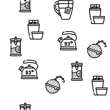 Tea Healthy Drink Vector Seamless Pattern Stock Illustration