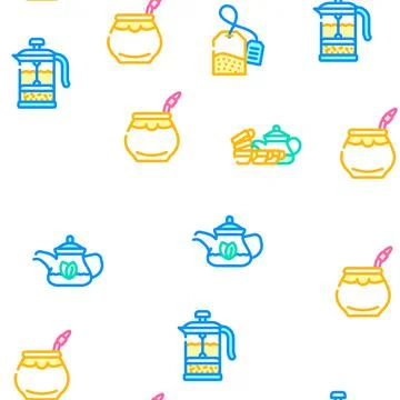 Tea Healthy Drink Vector Seamless Pattern Stock Illustration