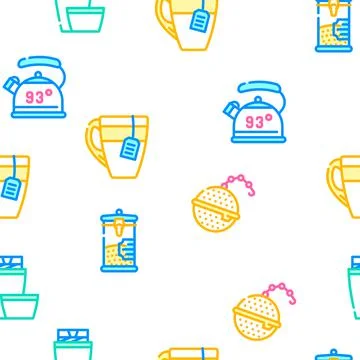Tea Healthy Drink Vector Seamless Pattern イラスト素材