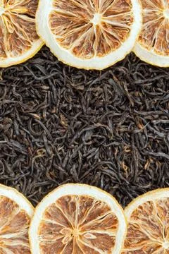Tea herbs texture. Black tea background. Organic dried black tea leaves. Stock Photos