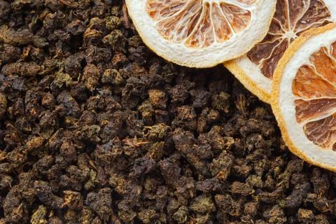 Tea herbs texture. Oolong tea background. Organic dried green tea leaves. Foto stock