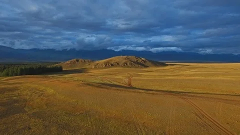 Tea House in the Kurai Steppe Stock Footage 98370361