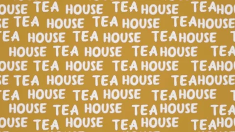Tea house text kinetic typography. Drink and beverage concept Video stock 127379441