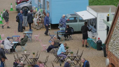 Tea huts and cafe's by the River Glaven, Blakeney Stock Footage 194452736