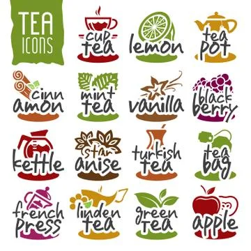 Tea icon set Stock Illustration