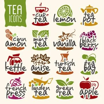 Tea icon set Stock Illustration