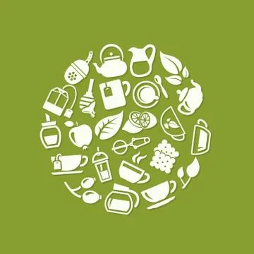 Tea icons in circle Illustrazione stock