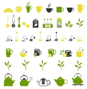 Tea icons. Pots set Stock Illustration