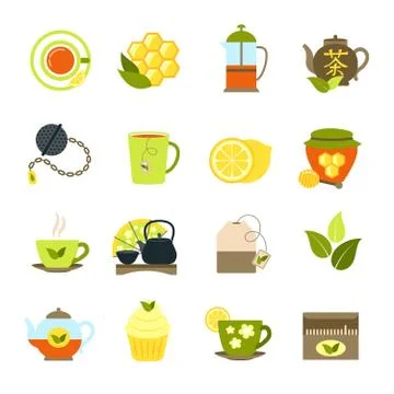 Tea Icons Set Ilustración de archivo