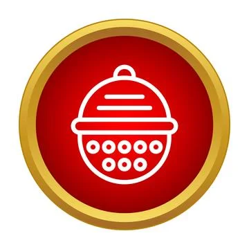 Tea infuser icon inside red and gold circle 库存插图