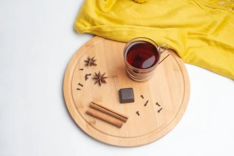 Tea with jam and chocolate for breakfast Stock Photos
