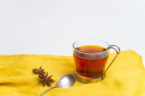 Tea with jam and chocolate for breakfast Stock Photos