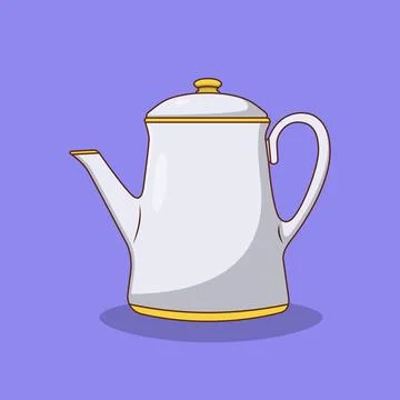 Tea Kettle Vector Icon Illustration with Outline for Design Element, Clip A.. Stock Illustration