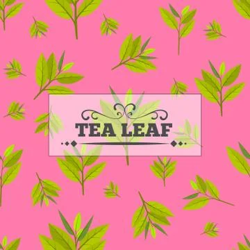 Tea leaf Seamless pattern for your background. Young May month leaf crop. Flat Illustrazione stock
