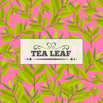 Tea leaf Seamless pattern for your background. Young May month leaf crop. Flat Illustrazione stock