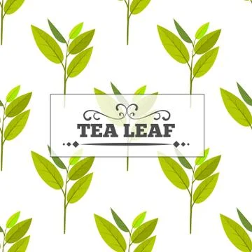 Tea leaf Seamless pattern for your background. Young May month leaf crop. Flat Illustrazione stock