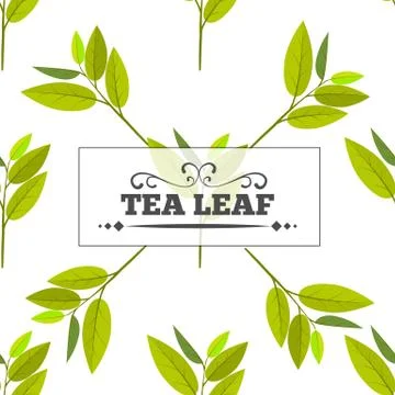 Tea leaf Seamless pattern for your background. Young May month leaf crop. Flat Illustrazione stock